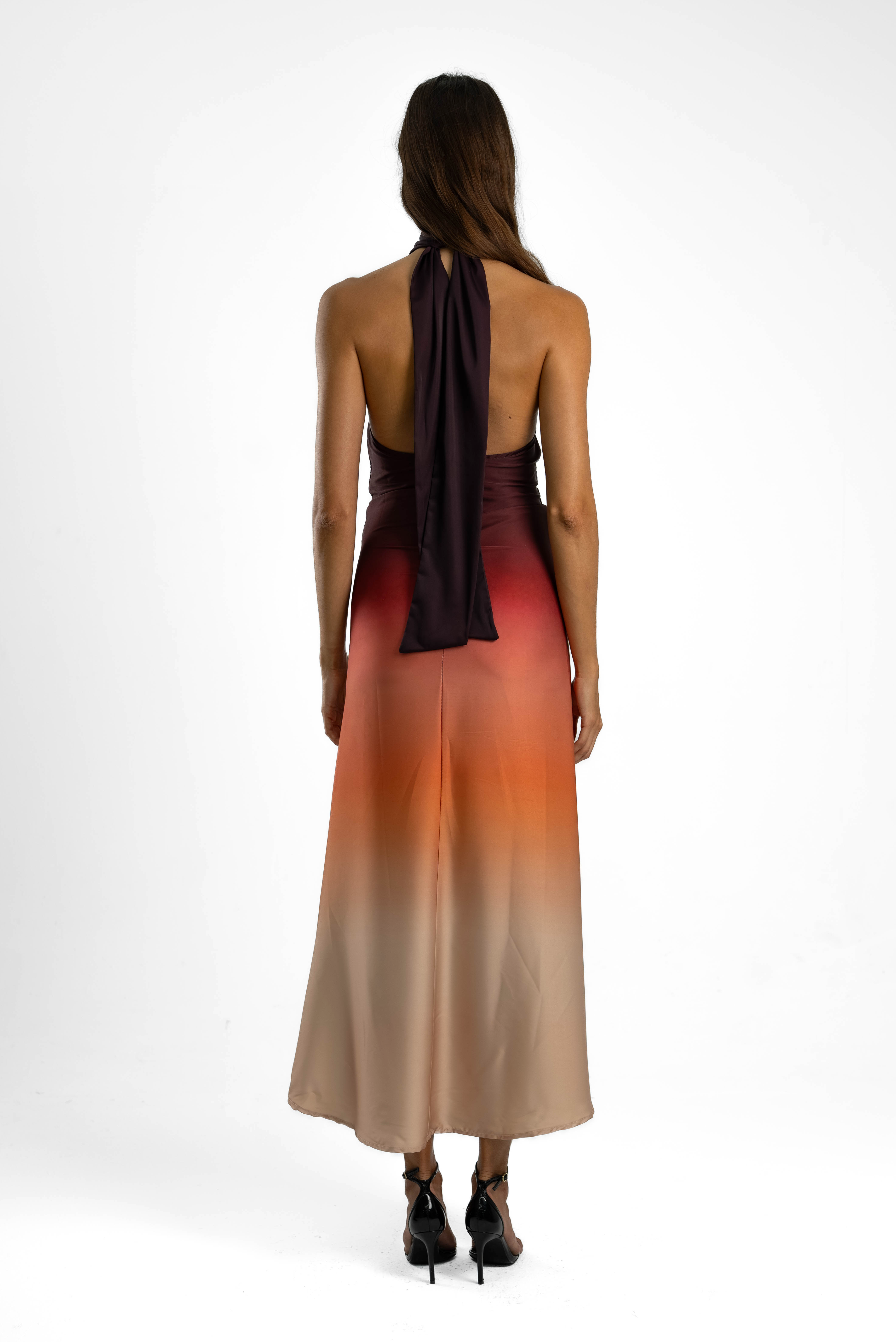 GHUROOB SILK BACKLESS DRESS