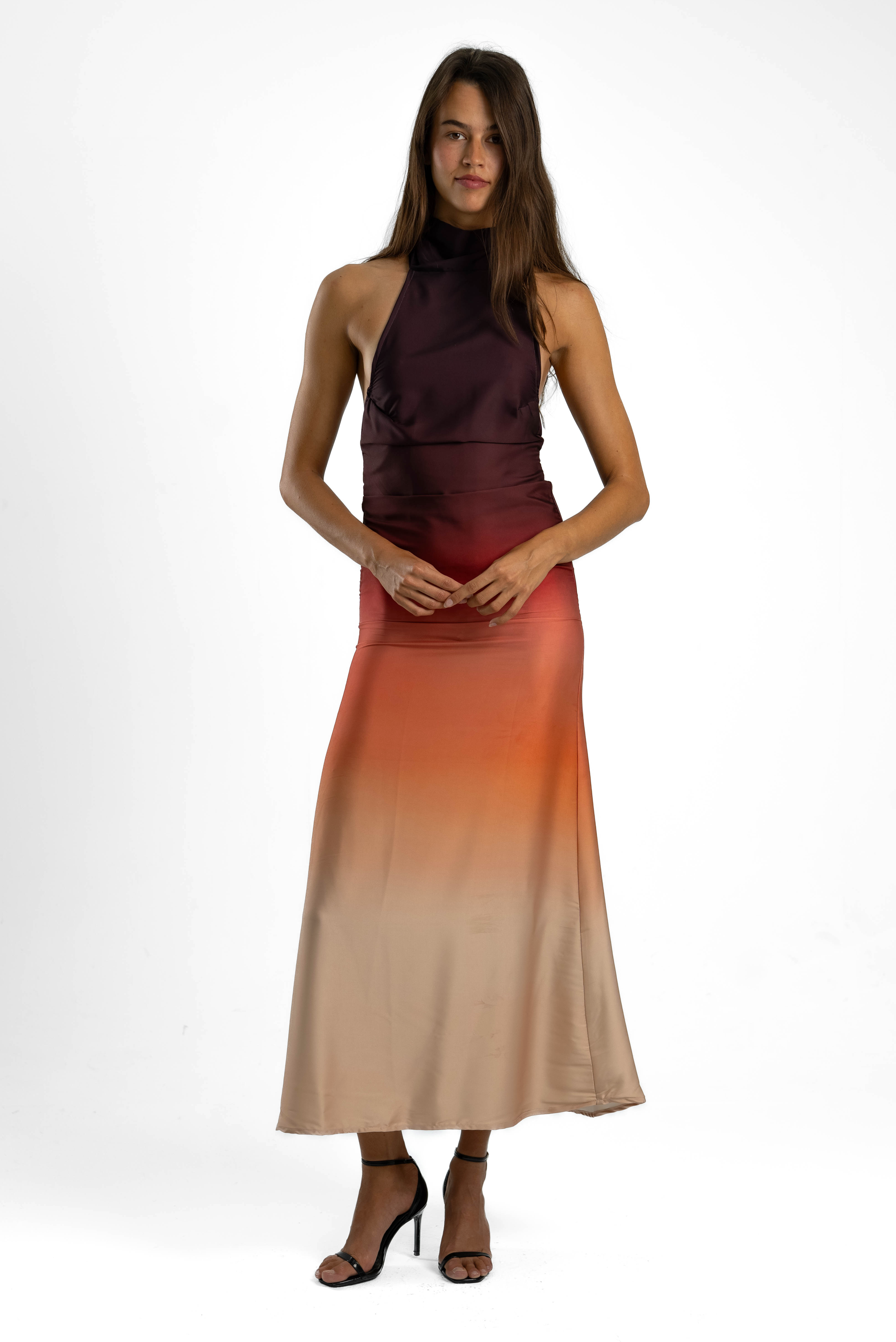 GHUROOB SILK BACKLESS DRESS