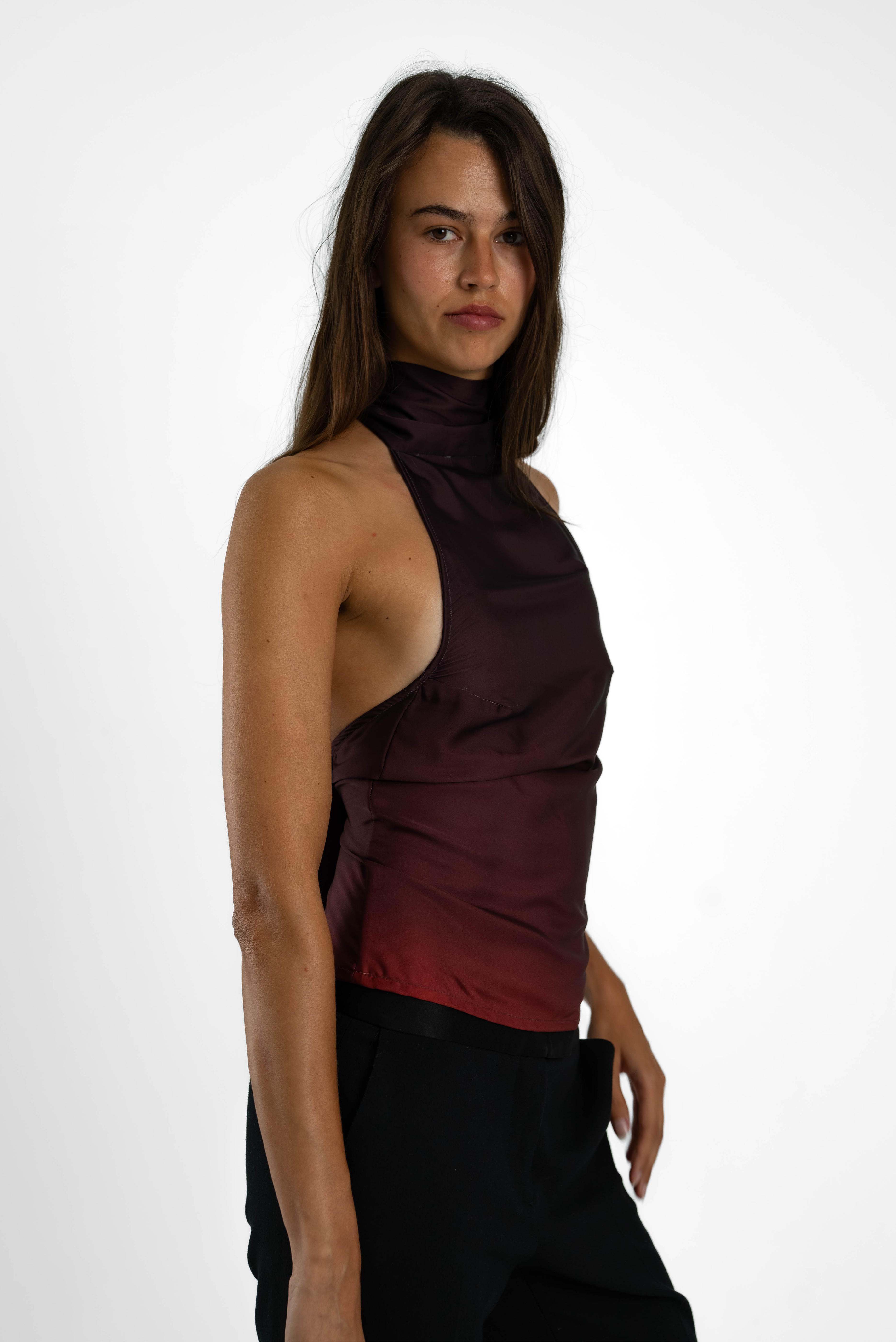 GHUROOB SILK BACKLESS TOP