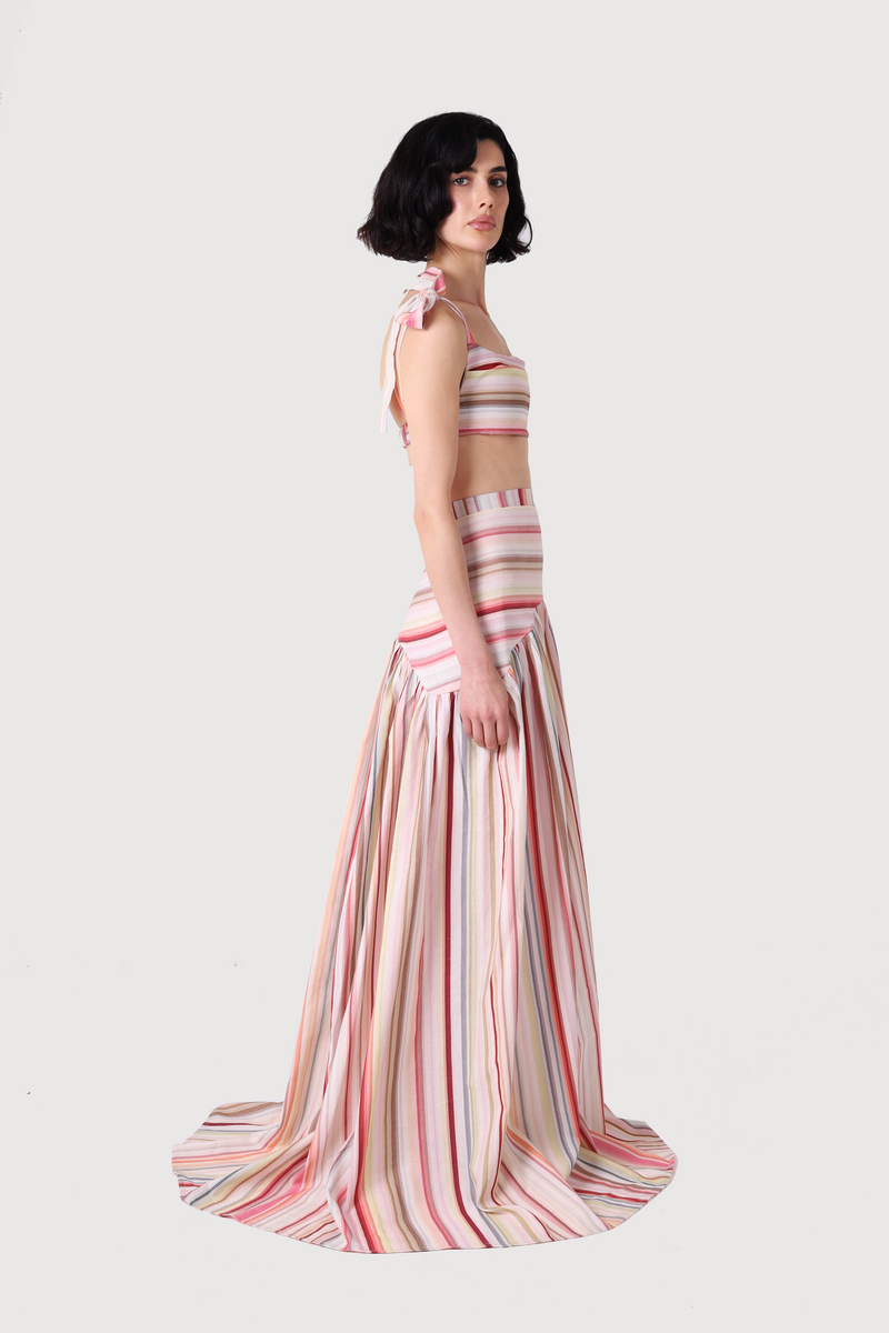 BLUSH LINEN MAXI SKIRT
