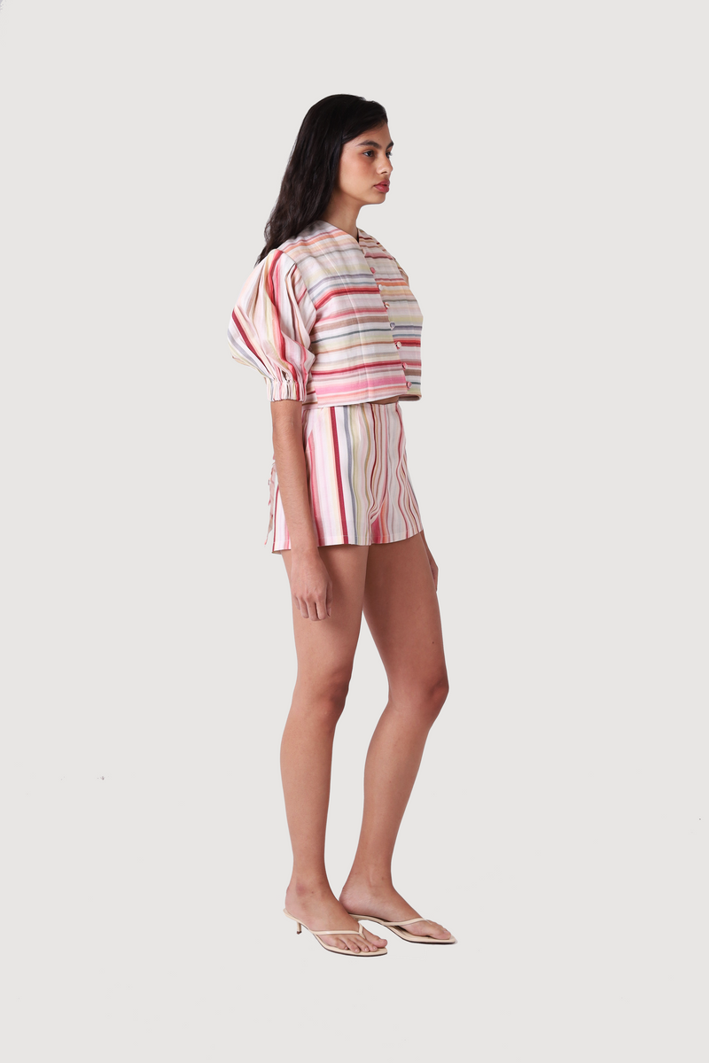 BLUSH LINEN SHORTS