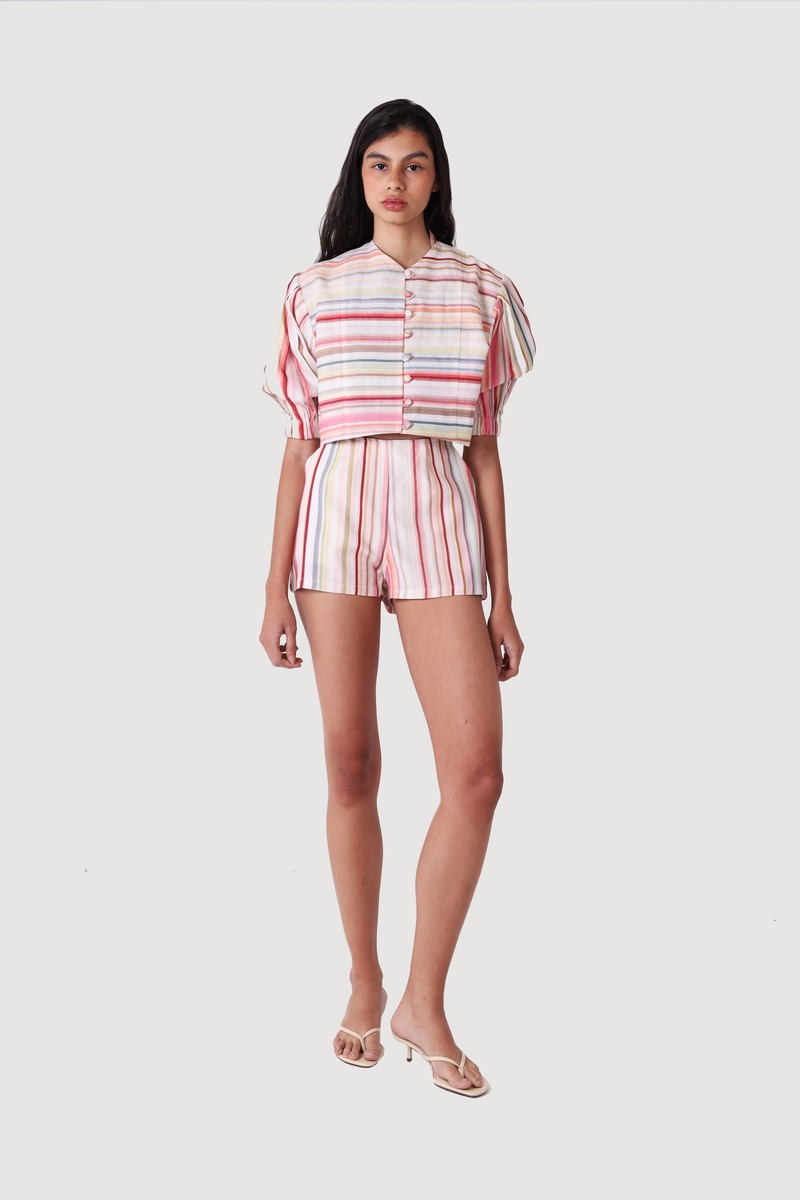 BLUSH LINEN SHORTS